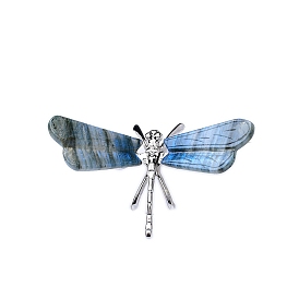 Natural Labradorite Dragonfly Home Desktop Decoration, for Home Office Desk