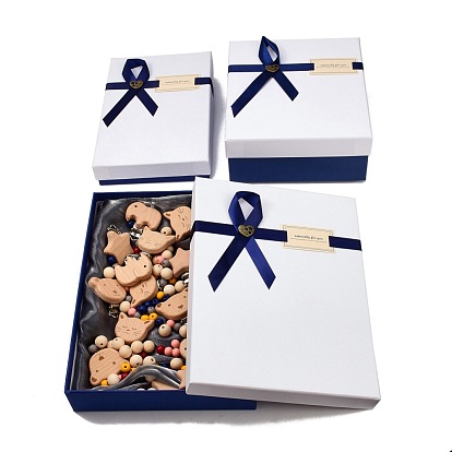 Coffrets cadeaux rectangles en carton, coffrets cadeaux de demoiselle d'honneur, avec nœud papillon et couvercles, pour l'anniversaire, mariage, douche de bébé