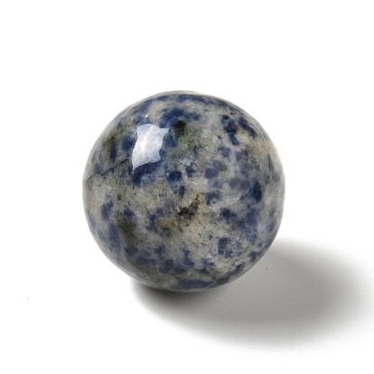 Perles de jaspe tache bleue naturelle, pas de trous / non percés, ronde
