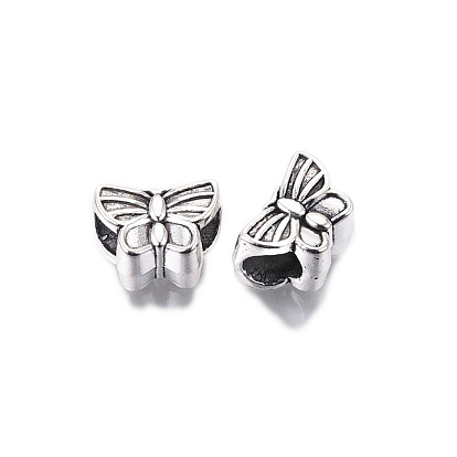 Tibetan Style Alloy European Beads, Large Hole Beads, Cadmium Free & Lead Free, Butterfly Shape