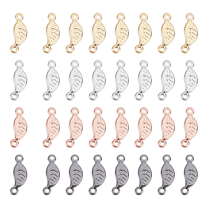 32Pcs 4 Colors Brass Links Connectors, Lead Free & Cadmium Free & Nickel Free, Leaf