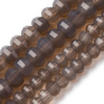 Серые натуральные бусины из агата , окрашенная и подогревом, граненые, тыква