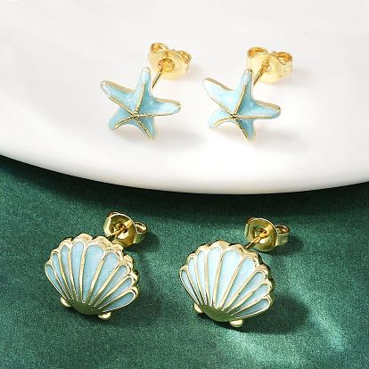 Серьги-гвоздики из латуни, реальный 18 k позолоченный