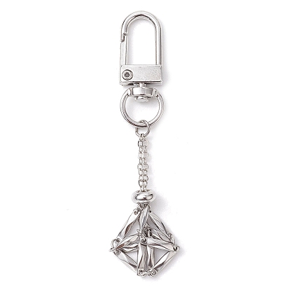 304 Décorations de pendentif de pochette de chaîne de support de pierre vide en acier inoxydable, fermoirs alliage pivotantes