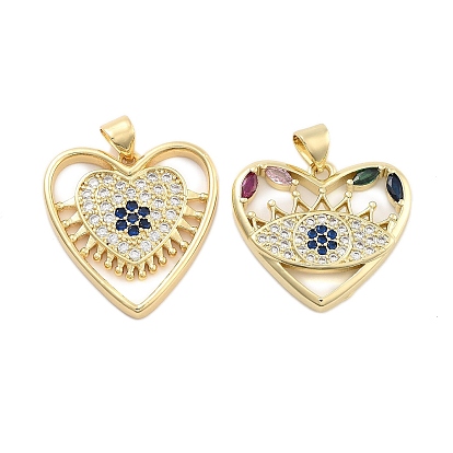 Brass Pave Cubic Zirconia Pendants, Cadmium Free & Lead Free, Golden