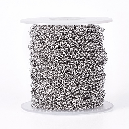 304 Stainless Steel Rolo Chains, Unwelded, with Spool