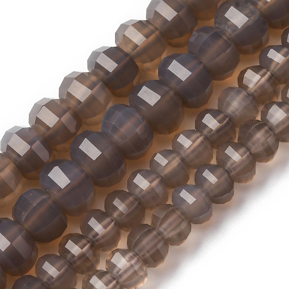 Серые натуральные бусины из агата , окрашенная и подогревом, граненые, тыква