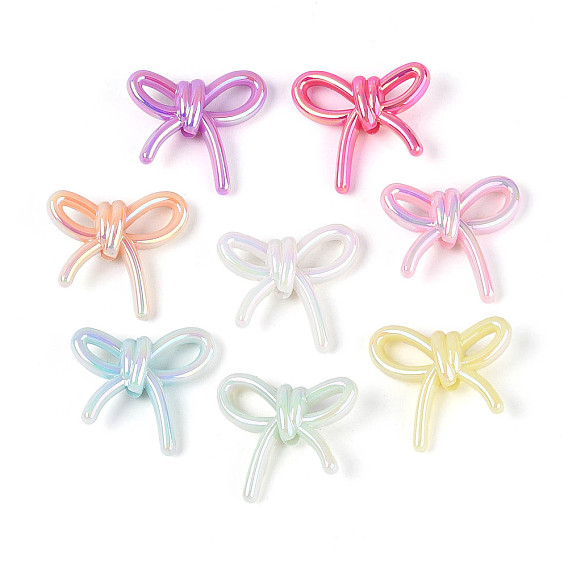 УФ-покрытие, светящиеся непрозрачные акриловые бусины, радужный, бантом, светится в темноте