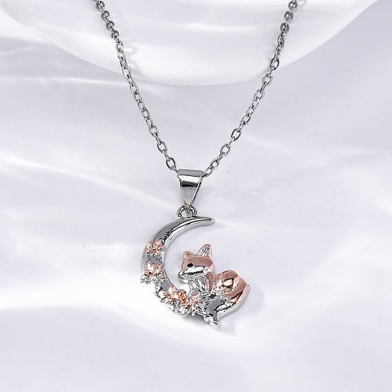 Латунная подвеска в виде лунной лисы, ожерелья из цепочки для женщин