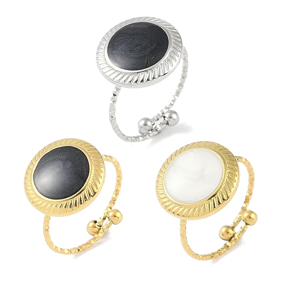 Ионное покрытие (IP) 304 плоские круглые открытые манжеты из нержавеющей стали с эмалью для женщин