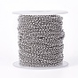 304 Stainless Steel Rolo Chains, Unwelded, with Spool