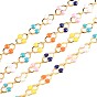 304 Stainless Steel Oval Link Chains, with Enamel, Real 18K Gold Plated, Soldered