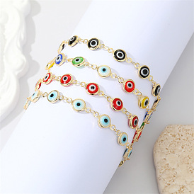 Retro Colorful Round Eye Bracelet Adjustable Devil's Eye Hand Foot Chain Women
