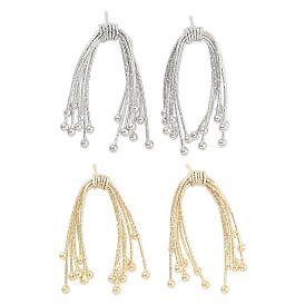 Bowknot Brass Tassel Stud Earrings for Women