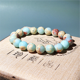 Эластичные браслеты из синтетического камня шушань из бисера, круглые