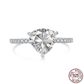 925 стерлингового серебра кольца перста, кольцо с камнем, со льдом 8гианит для женщин, треугольные, настоящее золото 18k / платиновое покрытие