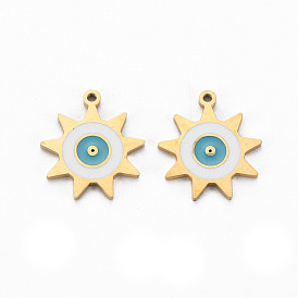 316 dijes de esmalte de acero inoxidable quirúrgico, Corte con laser, sin cadmio y níque y plomo, sol con mal de ojo
