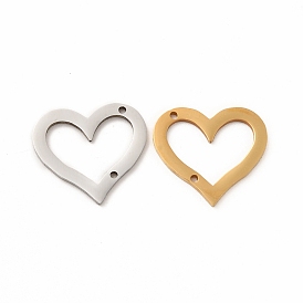 201 Stainless Steel Connector Charms, Heart Frame Links