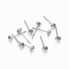 304 sertissage de boucles d'oreille en acier inoxydable pour des perles semi-percées