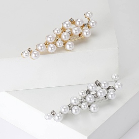 Alloy Brooches, with Plastic Imitation Pearl and Rhinestone