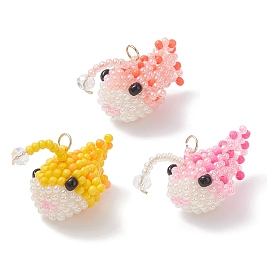 Подвески в виде рыб-фонарей из стеклянных бус, с 304 кольцами из нержавеющей стали