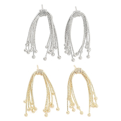 Bowknot Brass Tassel Stud Earrings for Women