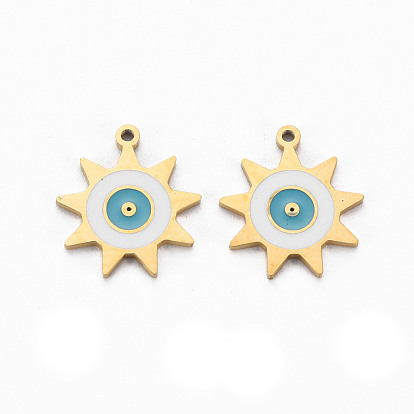 316 dijes de esmalte de acero inoxidable quirúrgico, Corte con laser, sin cadmio y níque y plomo, sol con mal de ojo