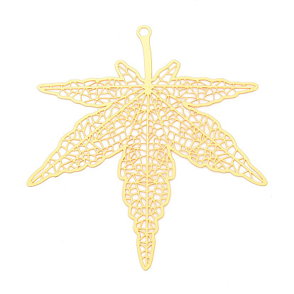 Латунные филигранные большие подвески, кленового листа, гравированные металлические украшения