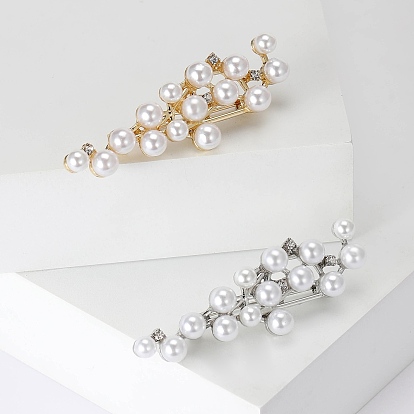 Alloy Brooches, with Plastic Imitation Pearl and Rhinestone