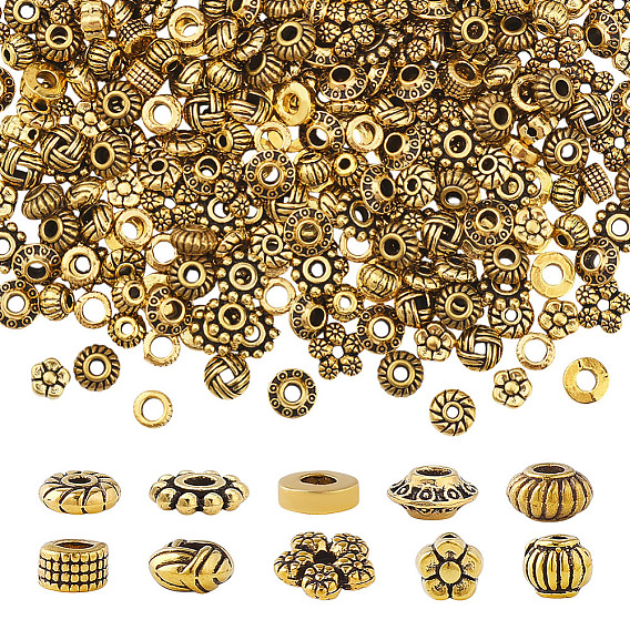 350 шт 10 стиль бусины-распорки сплава тибетского стиля, без свинца и без кадмия