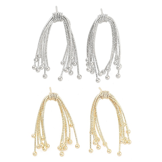 Bowknot Brass Tassel Stud Earrings for Women