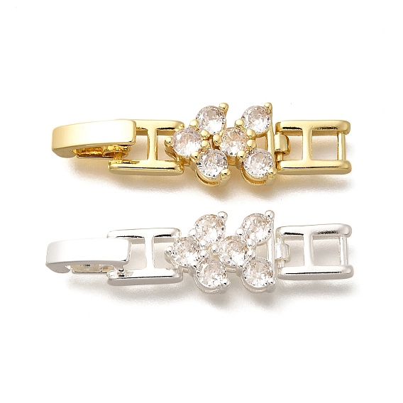 Латунное микропейв, прозрачный кубический цирконий, складные застежки, без кадмия и без свинца, прочное покрытие