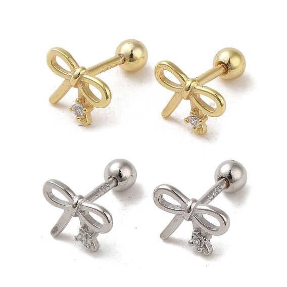 925 женские серьги из стерлингового серебра с микропаве из циркония, хрящевые серьги, бантом