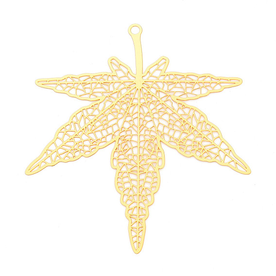 Латунные филигранные большие подвески, кленового листа, гравированные металлические украшения