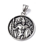 304 Stainless Steel Pendants, Flat Round with Spartan/Warrior Men Charm