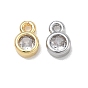 Brass Micro Pave Clear Cubic Zirconia Charms, Flat Round Charms, Single Stone Charms