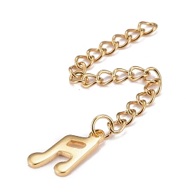 304 Stainless Steel Chain Extender, Curb Chain, with 202 Stainless Steel Charms, Music Note