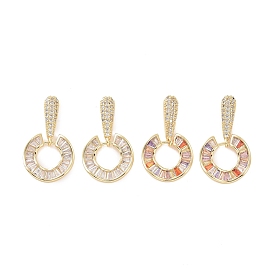 Cubic Zirconia Donut Dangle Stud Earrings, Golden Brass Jewelry for Women