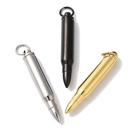 Ion Plating(IP) 304 Stainless Steel Openable Pendants, with Jump Ring, Bullet Charm