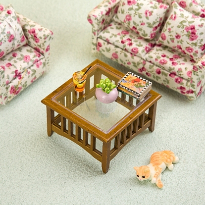 Wooden Tea Table Ornaments, Micro Landscape Dollhouses Accessories, Pretending Prop Decorations