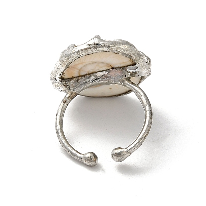 Dyed Natural Shell Eye Open Cuff Ring, Silver Plated Tin Finger Ring, Cadmium Free & Lead Free