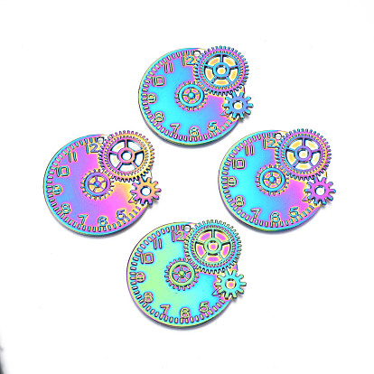 Rainbow Color Alloy Pendants, Cadmium Free & Lead Free, Clock