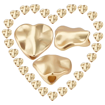 30Pcs Alloy Beads, Lead Free & Nickel Free & Cadmium Free, Heart