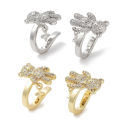 Bear & Star Brass Micro Pave Cubic Zirconia Cuff Earrings for Women, Long-Lasting Plated, Cadmium Free & Lead Free
