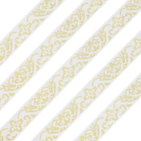 Rubans de polycoton à broder de style ethnique, ruban jacquard, ruban tyrolien, avec motif de fleurs, accessoires du vêtement