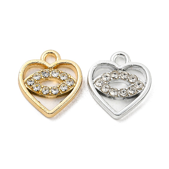 Подвески со стразами из сплава с УФ-покрытием, сердце с подвесками в виде конского глаза