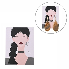 Cartes d'affichage de bijoux en carton, pour accrocher des boucles d'oreilles et des clous d'oreilles, rectangle, Modèle féminin