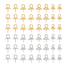 80 шт. 8 стиль 304 нержавеющая сталь чашки штифты дужки подвески, за половину пробурено бисера, цветок