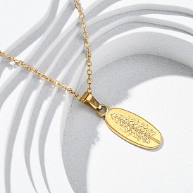 Овальные с сосной 304 ожерелья с подвесками из нержавеющей стали, ионное покрытие (ip)