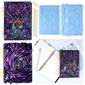 DIY Devil Pattern 6-Ring Binder Notebook Cover Silicone Molds, Resin Casting Molds, for UV Resin, Epoxy Resin Craft Makings